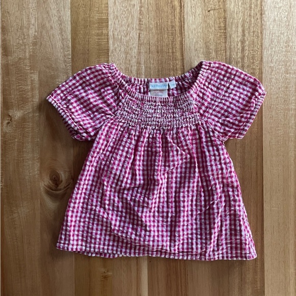 JoJo Maman Bebé Gingham Magenta White Top 3-4yrs - Picture 1 of 2